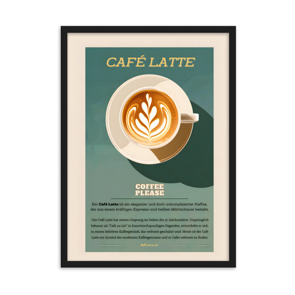 Poster Cafe Latte Art - eingerahmt